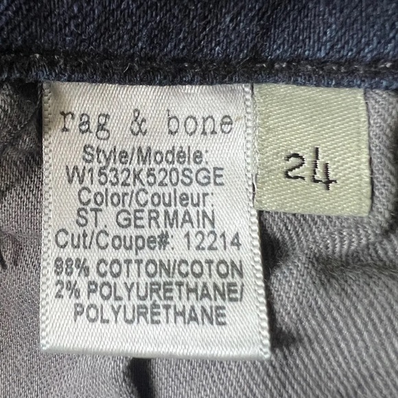 Rag & Bone 10 Inch Skinny Jeans Dark Wash Stretch Size 24 MSRP $195 - Picture 13 of 15